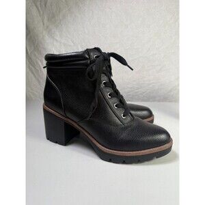 Naturalizer Madalynn 3 Womens Faux Leather Pebbled Ankle Boots Size 10 Black